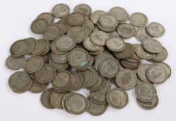 George V, a collection of pre 1947 Shilling coins, to include 1920 x 31, 1921 x 14, 1922 x 11,