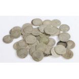 Victoria, a collection of Young bust rubbed six pence coins, (52)