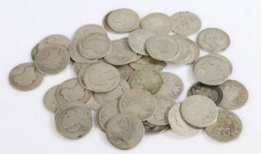 Victoria, a collection of Young bust rubbed six pence coins, (52)