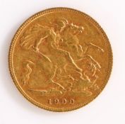 Victorian half sovereign, 1900, St George and the dragon to the reverse