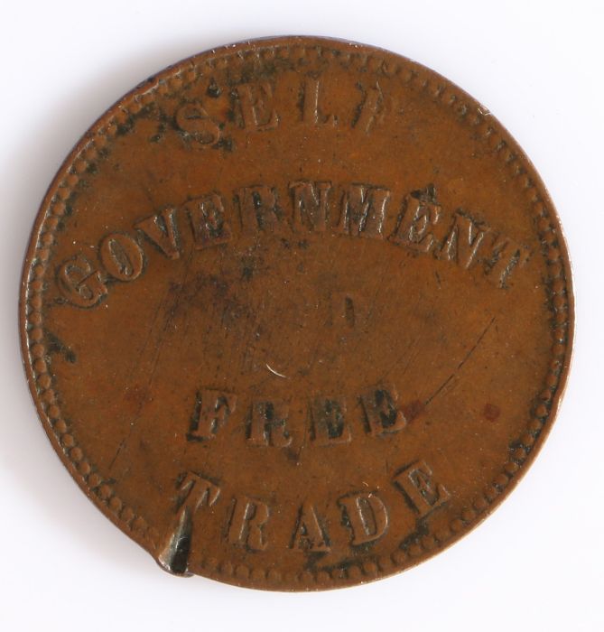Canadian Token, copper, 1857, PRINCE EDWARD ISLAND, reverse SELF GOVERNMENT FREE TRADE - Bild 2 aus 2