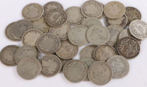 Victoria, a collection of One Shilling coins, dates to include 1882, 1883, 1879, 1872, 1852, 1853,