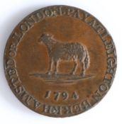 British Token, copper halfpenny, 1794, London, BERKHAMSTED OR LONDON PAY AT LEIGHTON 1794, with