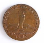 British Token, halfpenny, 1795, London, GUESTS PATENT BOOTS & SHOES with royal crest, the reverse