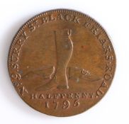 British Token, halfpenny, 1795, London, GUESTS PATENT BOOTS & SHOES with royal crest, the reverse