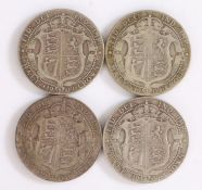 Edward VII, Four Half Crowns, 1909 x 4, (4)