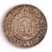British Token, silver Shilling, 1811, BRISTOL TOKEN FOR XII PENCE around arms of Bristol , reverse