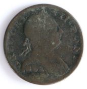 British Token, copper halfpenny, BRITAIN RULES 1771, with central depiction of Britannia, the
