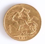 Edward VII Sovereign, 1910, St George and the Dragon