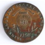 British Token, copper halfpenny, 1796, Edinburgh, PAYABLE AT CAMPBELLS SNUFF SHOP, with central
