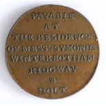 British Token, copper halfpenny, 1795 Newgate Prison, NEWGATE 1795. with depiction of the front of