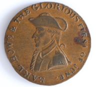 British Token, copper halfpenny, 1791, EARL HOWE & THE GLORIOUS FIRST OF JUNE, with central