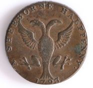 British Token, copper halfpenny, 1793, SHERBORNE HALFPENNY, with two headed eagle, the reverse