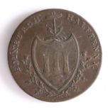 British Token, copper halfpenny, 1791, Edinburgh, NEMO ME IMPUNE LACESSIT, with central depiction St