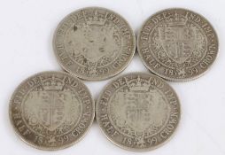 Victoria, four Half Crowns, 1899 x 4, (4)