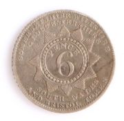 British Token, silver Six Pence, 1811, BRISTOL PAYABLE BY W. SHEPPARD EXCHANGE above arms of Bristol