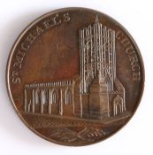 British Token, copper penny, 1838, Gloucester, THE ARMS OF GLOUCESTER CITY TOKEN 1797, with