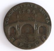 British Token, copper halfpenny, 1795, Beccles, BECCLES, with depiction of a church, the reverse