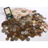 Collection of coins and banknotes, to include a George V Crown 1935, various other GB and World