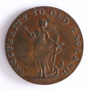 British Token, copper halfpenny, Norwich, PROSPERITY TO OLD ENGLAND, with central depiction of