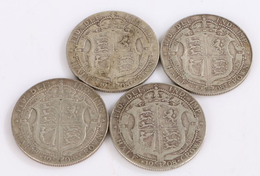 Edward VII, Four Half Crowns, 1908 x 4, (4)