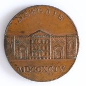 British Token, copper halfpenny, 1794, Newgate, NEWGATE MDCCXCIV, with depiction of the prison,