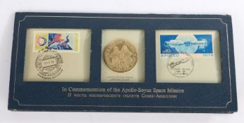 John Pinches, limited edition proof sterling silver coin in commemoration of the Apollo-Soyuz