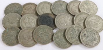 George VI, a collection of pre 1947 Half Crown coins, 1940 x 18, (18)
