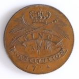 British Token, copper halfpenny, 1794, Chelmsford, PROSPERITY TO OLD ENGLAND, with central depiction