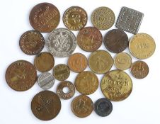 Collection of tokens, to include Bond Smith 10 and 2 Potton, Counter stamped Victorian Penny