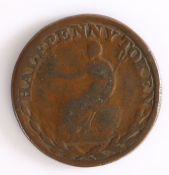 British Token, copper halfpenny, FIELD MARSHAL WELLINGTON, with profile bust, the reverse HALF PENNY