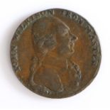 British Token, copper halfpenny, 1793, Midlands, with seated Vulcan forging lightning, the reverse