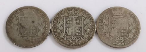 Victoria, three Young bust Half Crowns, 1845 x 2 and 1846 x 1, (3)