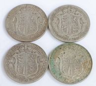 Edward VII, Four Half Crowns, 1909 x 4, (4)