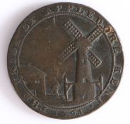 British Token, copper halfpenny, 1794, THE UNION OF APPLEDORE KENT 1794 with windmill, the reverse