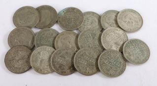 George VI, a collection of Half Crown coins, 1941 x 4 and 1944 x 13, (17)