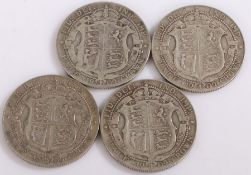 Edward VII, Four Half Crowns, 1909 x 4, (4)