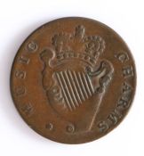 British Token, copper halfpenny, THOMAS SEYMOUR, with central profile bust of a Roman soldier, the