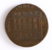 British Token, copper halfpenny, 1792, Huddersfield, with Grocers Arms crest, the reverse EAST INDIA