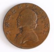 British Token, copper halfpenny, 1790, Warwickshire, HALFPENNY 1790, with central depiction of a