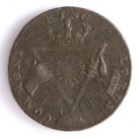 British Token, halfpenny, 1795, SISE LANE HALFPENNY 1795, with female supporting the arms of