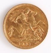 Edward VII  Half Sovereign, 1906, St George and the Dragon