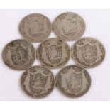 William IV, a collection of seven Half Crowns, 1834 x 2 1836 x 2 and three with the dates rubbed, (