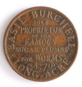 British Token, copper halfpenny, London, BASIL BURCHELL, SOLE PROPRIETOR OF THE FAMOUS SUGAR