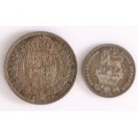 Victoria, Half Crown, 1887, together with a George IV Shilling 1826, (2)