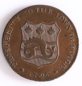 British Token, copper halfpenny, 1795, PROSPERITY TO THE TOWN OF POOLE with the Poole coat of