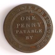 British Token, copper penny, 1812, Bilston, SAMUEL FEREDAY BILSTON 1812,  the reverse A ONE POUND