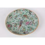 Chinese porcelain plate, 20th century, polychrome painted with birds and insects amongst foliage