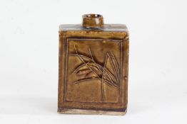 Chinese porcelain tea caddy, with raised foliate and scroll decoration,  D & S Howlett collection