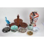 Mixed Chinese ceramics, to include a vase decorated with figures on an orange ground, a Celadon